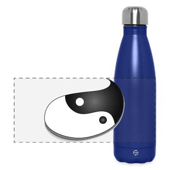 Yin-Yang Symbol in Teardrop Shape – Balance Design - Panoramic Thermal Bottle 500 ml - dark blue  - Front