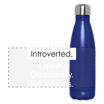 Introvertiert. Ich spreche gelegentlich aus bestimmten Gründen. - Panorama Isolierflasche 500 ml - Dunkelblau  - Vorne