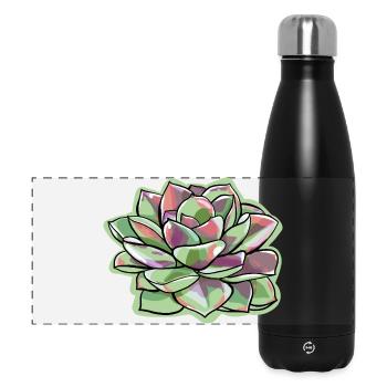 Echeveria Fettblattrosette Sukkulente - Panorama Isolierflasche 500 ml - Schwarz - Vorne