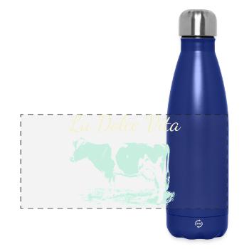 Dairy cow from La Dolce Vita in negative - Panoramic Thermal Bottle 500 ml - dark blue  - Front