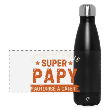 Offiziell lizenziertes Super-Opa Personalisiertes Geschenk - Panorama Isolierflasche 500 ml - Schwarz - Vorne