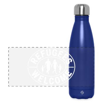 Refugees Welcome - Antifascist Merch - Panoramic Thermal Bottle 500 ml - dark blue  - Front
