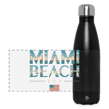 Miami Beach Palm Trees City Travel Design - Panoramic Thermal Bottle 500 ml - black - Front