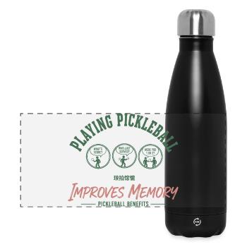 Pickleball, lustiger Spieler, Pickle Ball spielt Liebe. - Panorama Isolierflasche 500 ml - Schwarz - Vorne