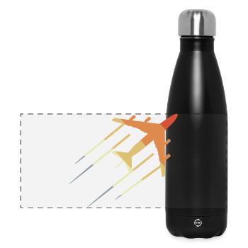 Vintage Airplane Drawing - Panoramic Thermal Bottle 500 ml - black - Front