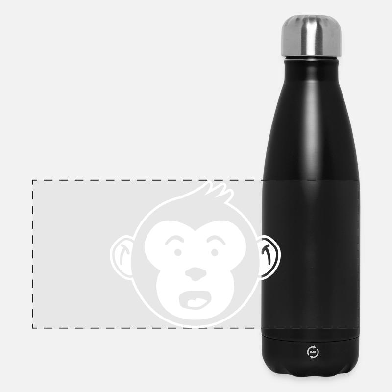 Monkey Head Surprised – Jungle Banana Design - Panoramic Thermal Bottle 500 ml - black