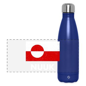 Greenland Flag - Nuuk - Grönland - Denmark Danmark - Panorama Isolierflasche 500 ml - Dunkelblau  - Vorne