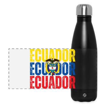 Flagge von Ecuador, ecuadorianischer Stolz - Panorama Isolierflasche 500 ml - Schwarz - Vorne