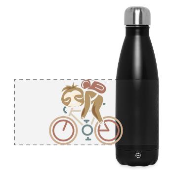 Vélo rétro paresseux Tour bande dessinée Vélo de route drôle - Gourde isotherme panoramique 500 ml - noir - Devant