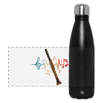 Klarinette Herzschlag Klarinettist Musiker - Panorama Isolierflasche 500 ml - Schwarz - Vorne