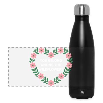Message de cœur de fleur sauvage - Gourde isotherme panoramique 500 ml - noir - Devant