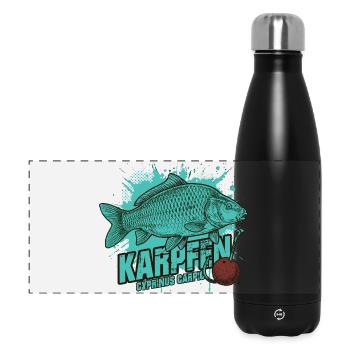 Karpfen – Der König des Sees - Panorama Isolierflasche 500 ml - Schwarz - Vorne