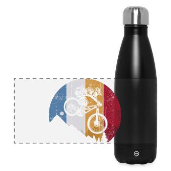 Duale MTB-Silhouette quer über die Streifen - Panorama Isolierflasche 500 ml - Schwarz - Vorne