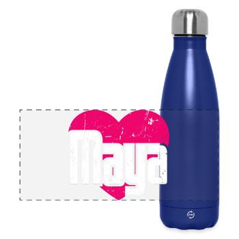 I Love Maya Pinkes Herz Ich liebe Maya - Panorama Isolierflasche 500 ml - Dunkelblau  - Vorne