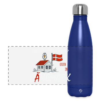Tausche Arbeitsplatz gegen Hütte Dänemark - Panorama Isolierflasche 500 ml - Dunkelblau  - Vorne