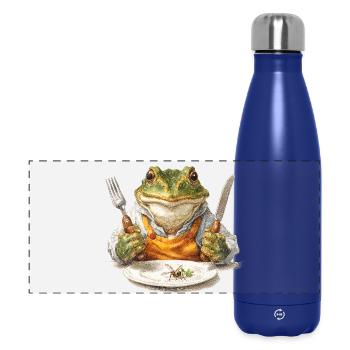 Cuisinier grenouille avec fourchette et couteau - Gourde isotherme panoramique 500 ml - bleu foncé  - Devant