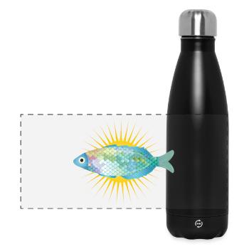 strahlender Fisch in zarten Pastell Farben - Panorama Isolierflasche 500 ml - Schwarz - Vorne