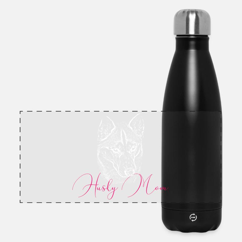 Husky Mom Kunstdruck - Panorama Isolierflasche 500 ml - Schwarz