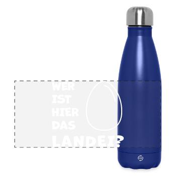 Das Landei - Fans de poulet - Coq - Coq - Bio - Gourde isotherme panoramique 500 ml - bleu foncé  - Devant