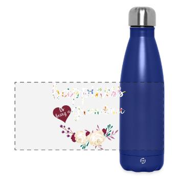 Le bonheur, c’est être la chemise fleurie de grand-mère - Gourde isotherme panoramique 500 ml - bleu foncé  - Devant