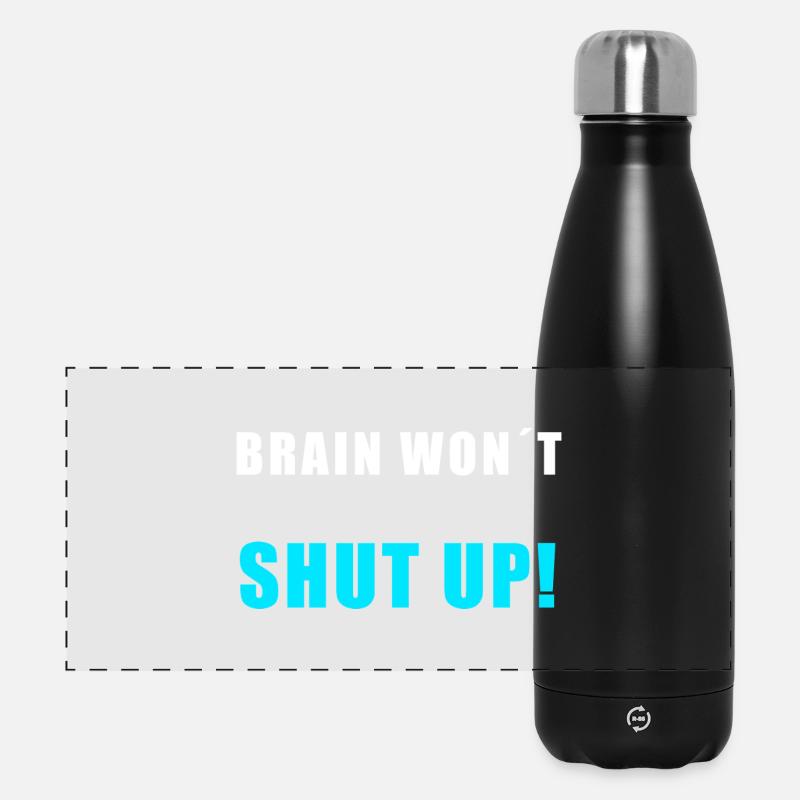 Brain Won’t Shut Up – Lustiges Overthinking Shirt - Panorama Isolierflasche 500 ml - Schwarz
