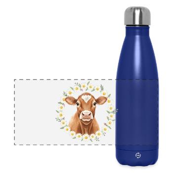 Braune Kuh - Panorama Isolierflasche 500 ml - Dunkelblau  - Vorne