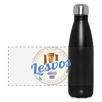 Lesvos Island in Greece Retro Holiday Souvenir - Panoramic Thermal Bottle 500 ml - black - Front