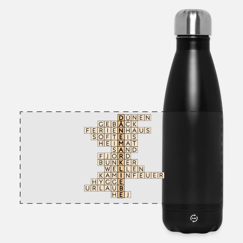 Kreuzworträtsel Dänemark - Panorama Isolierflasche 500 ml - Schwarz