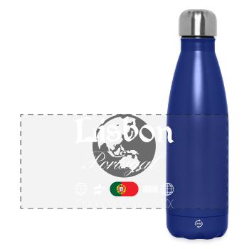Lisbon Portugal Streetwear Travel Souvenir - Panoramic Thermal Bottle 500 ml - dark blue  - Front