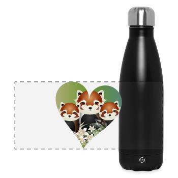 zauberhafte rote Panda Bär Familie mit grünem Herz - Panorama Isolierflasche 500 ml - Schwarz - Vorne