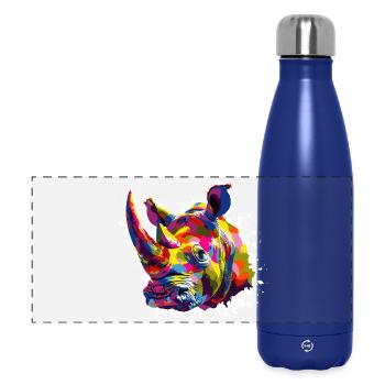 Rhino Pop Art Animal - Panoramic Thermal Bottle 500 ml - dark blue  - Front