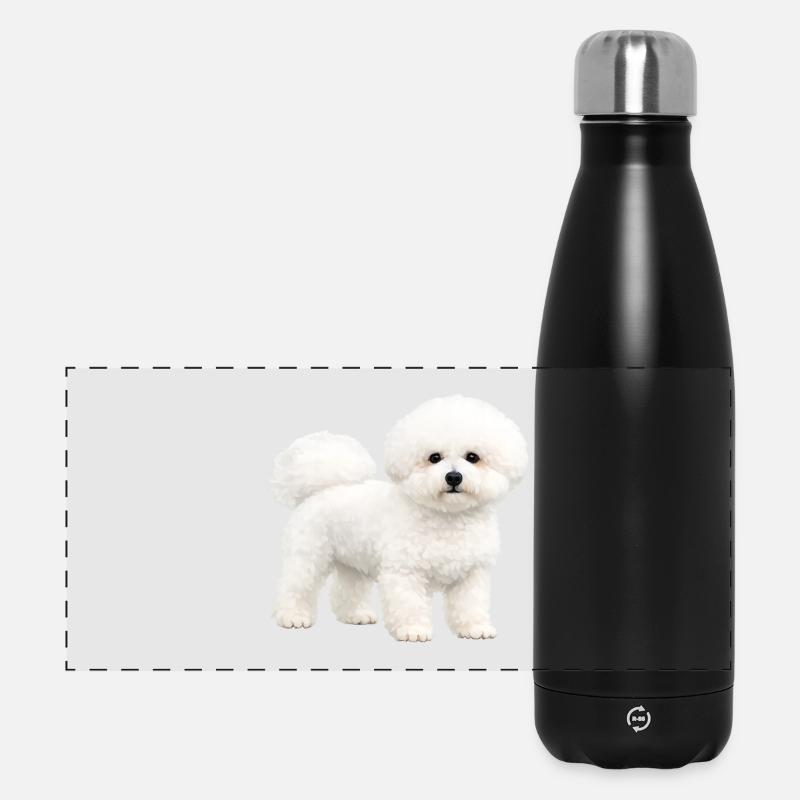 Realistic Bichon Frise Puppy - Panoramic Thermal Bottle 500 ml - black