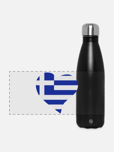 Griechisches Herz - Panorama Isolierflasche 500 ml - Schwarz