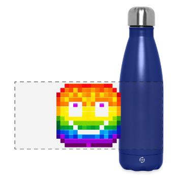 Visage pixelisé Rainbow Smile - Gourde isotherme panoramique 500 ml - bleu foncé  - Devant