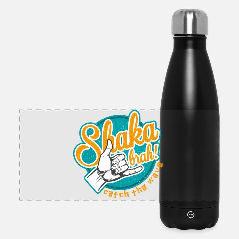 Shaka Brah Surf Wave T-Shirt - Panorama Isolierflasche 500 ml - Schwarz