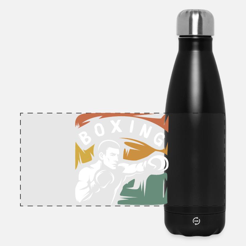 Vintage Boxing Fighter – Retro Box-Design - Panorama Isolierflasche 500 ml - Schwarz