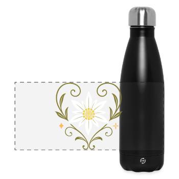 Edelweiß Herz Vintage Volksfest-Design - Panorama Isolierflasche 500 ml - Schwarz - Vorne