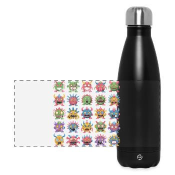  Bunte Lustige Monster Sammlung Für Kinder Und - Panorama Isolierflasche 500 ml - Schwarz - Vorne
