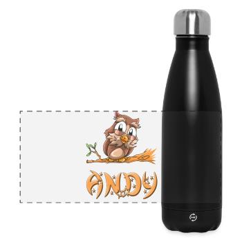 Eule Andy - Panorama Isolierflasche 500 ml - Schwarz - Vorne