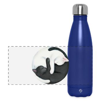 Yin Yang Balancing Cats - Panoramic Thermal Bottle 500 ml - dark blue  - Front