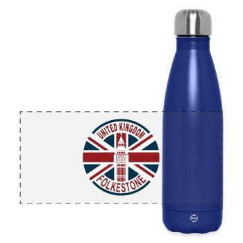 Folkestone Royaume-Uni UK Union Jack British Fl - Gourde isotherme panoramique 500 ml - bleu foncé  - Devant