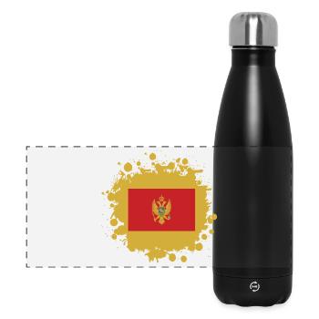 Montenegro Klecks Flaggen Design - Panorama Isolierflasche 500 ml - Schwarz - Vorne