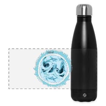 Stürmischer Wasserwirbel Design - Panorama Isolierflasche 500 ml - Schwarz - Vorne