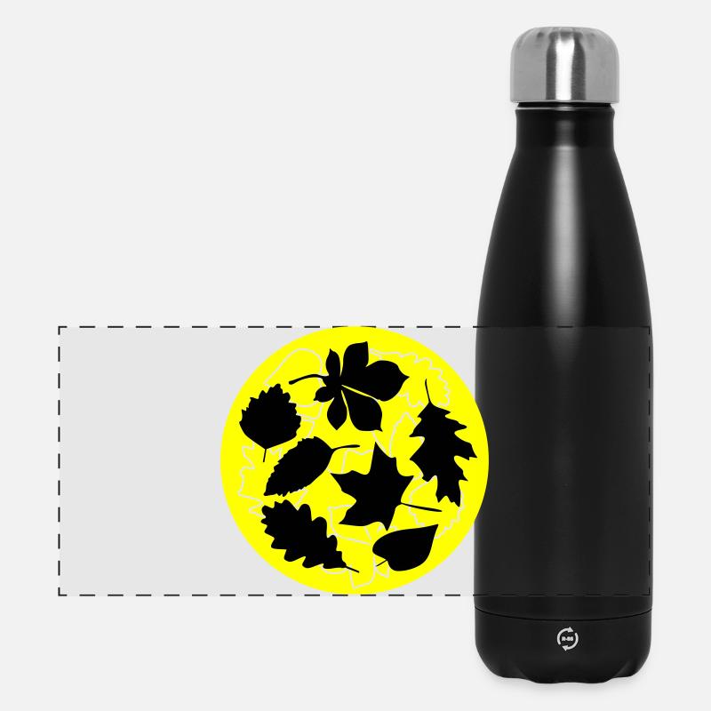 Autumn Circle Leaves - Panoramic Thermal Bottle 500 ml - black