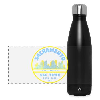 Sacramento Skyline Vintage Badge – California - Panoramic Thermal Bottle 500 ml - black - Front