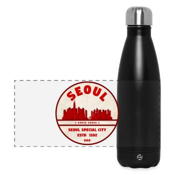 Seoul Skyline Vintage Emblem - Panorama Isolierflasche 500 ml - Schwarz - Vorne