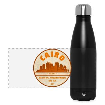 Emblème de silhouette rétro de la ville du Caire - Gourde isotherme panoramique 500 ml - noir - Devant