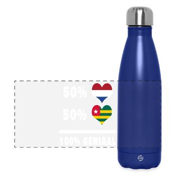 Togo and the Netherlands 100% Genius flag - Panoramic Thermal Bottle 500 ml - dark blue  - Front
