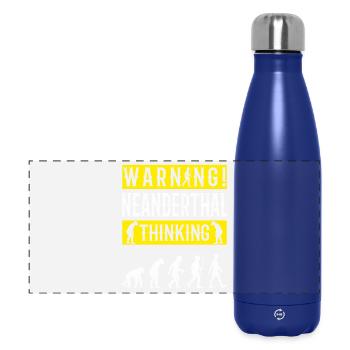 Warnung! Neandertaler denkender - Panorama Isolierflasche 500 ml - Dunkelblau  - Vorne