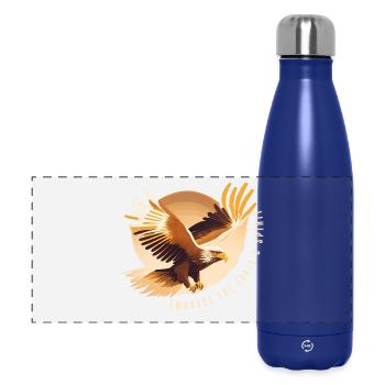 Eagle Soaring with Inspirational Quote - Panoramic Thermal Bottle 500 ml - dark blue  - Front